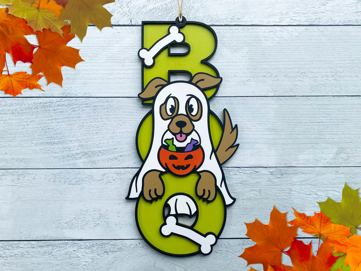 Halloween BOO Ghost Puppy Sign