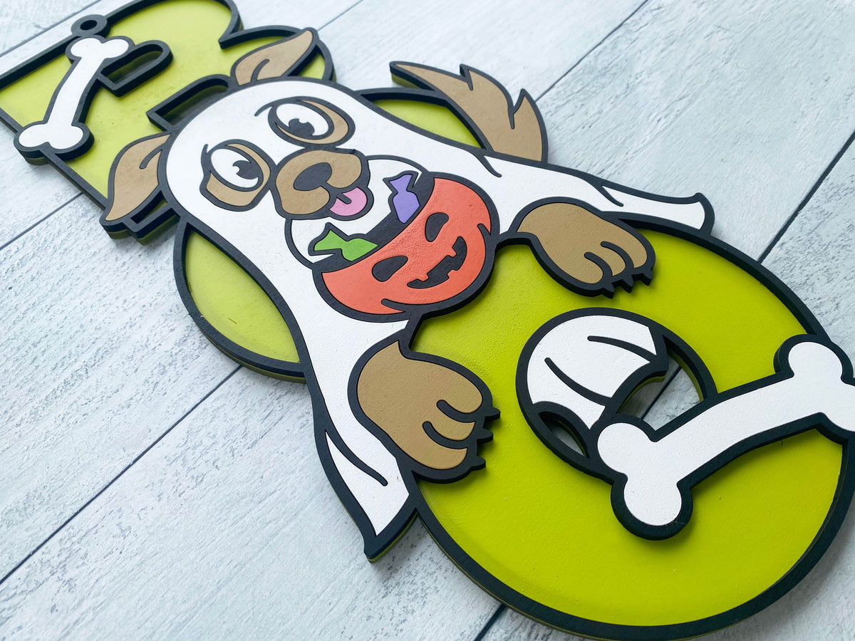 Halloween BOO Ghost Puppy Sign