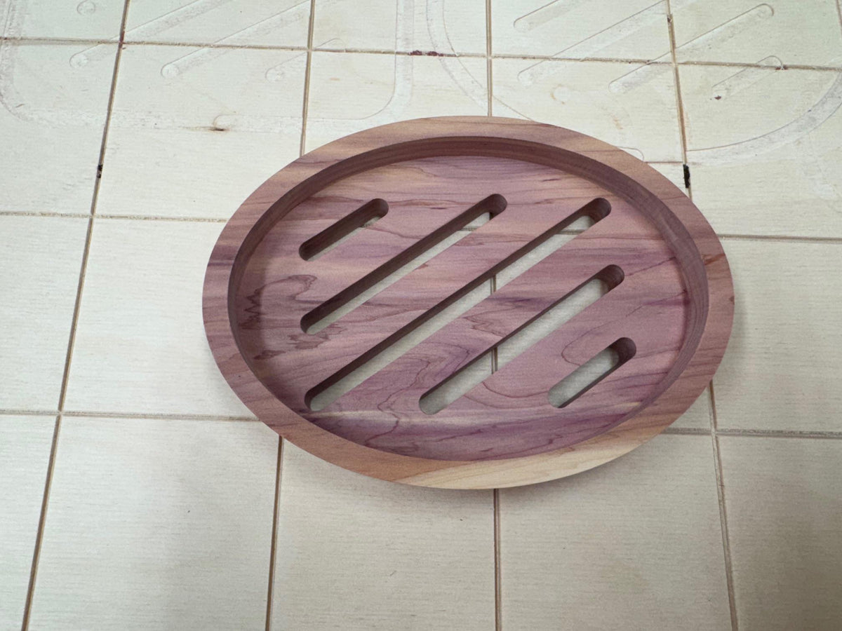 Handmade Aromatic Cedar Soap Dish with Drain - USA Made
