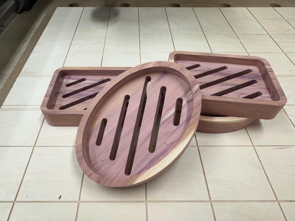 Handmade Aromatic Cedar Soap Dish with Drain - USA Made