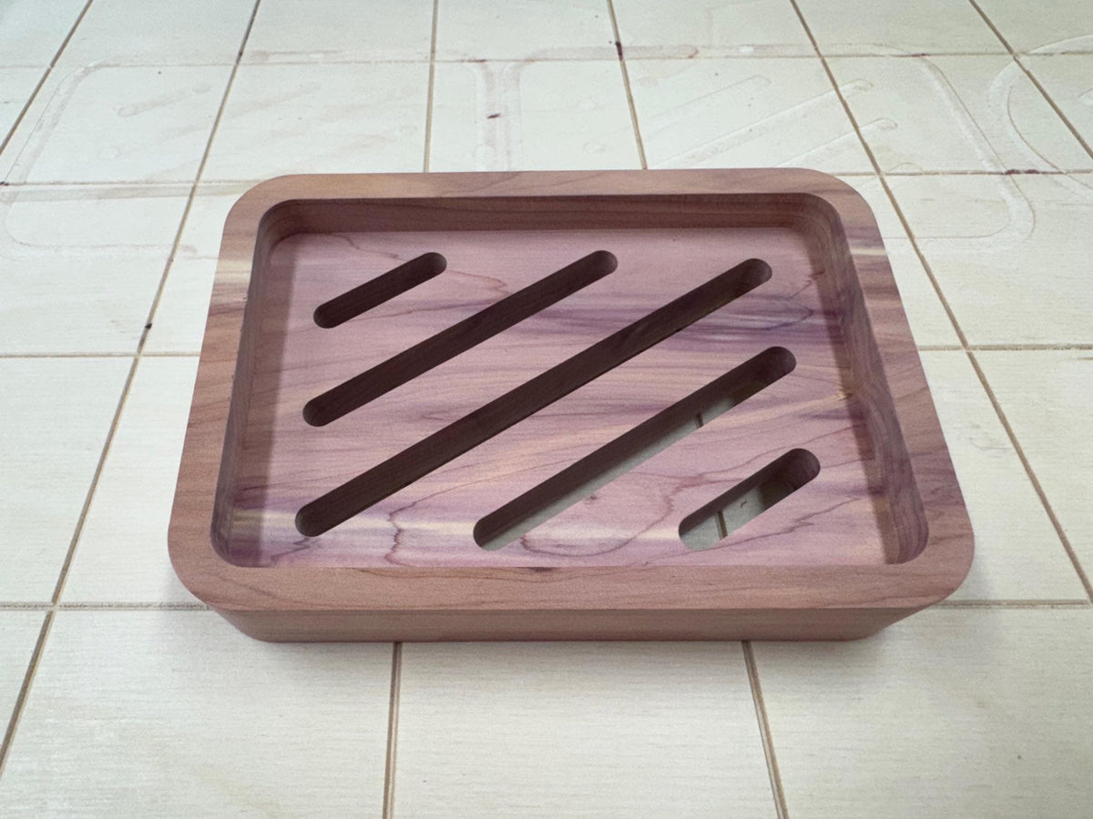 Handmade Aromatic Cedar Soap Dish with Drain - USA Made