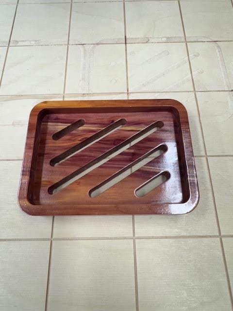 Handmade Aromatic Cedar Soap Dish with Drain - USA Made