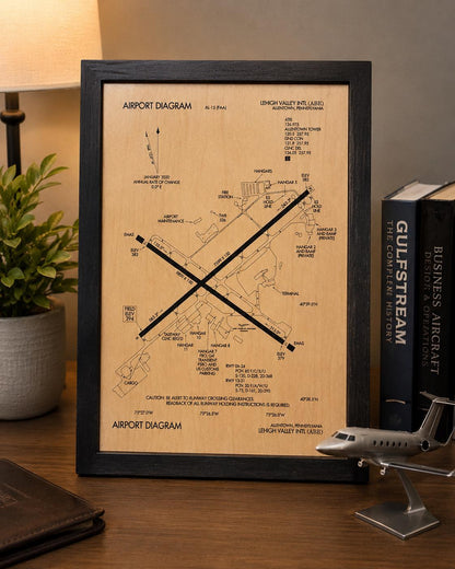Custom Airport Diagram Wall Art: Laser Engraved Aviation Decor (11" x 16")